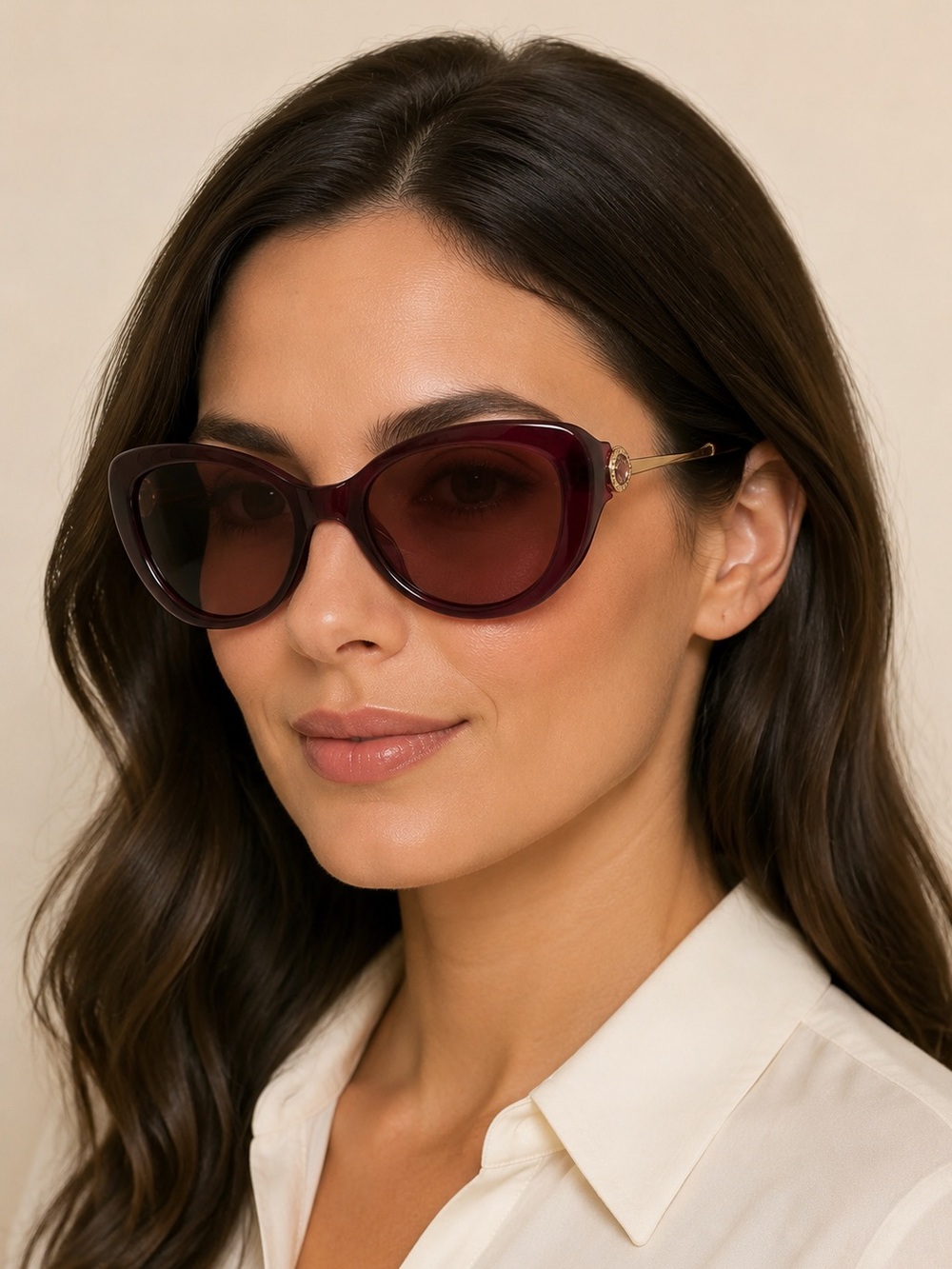 Coach HC 8253B Oxblood Crystal Logo Oversized Sunglasses